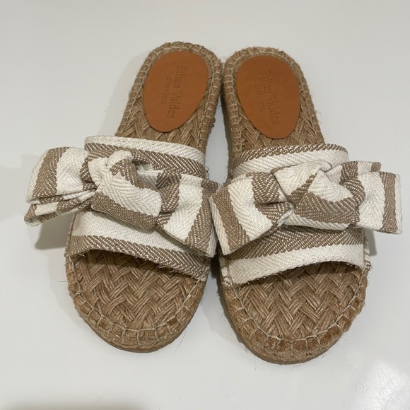 Ethan Valdes Espadrille Leather & Cotton Slides—Beautiful!!  New WO Box—Size 38 - Picture 1 of 8